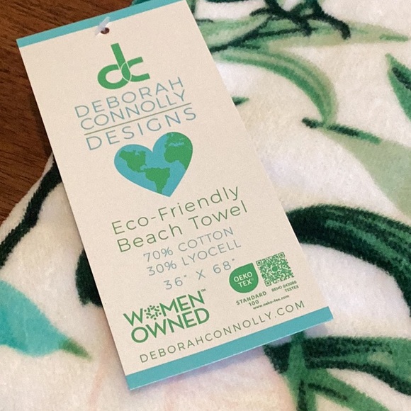 Tropical Parrot Bird Beach Towel - Pink and Green - Picture 3 of 6